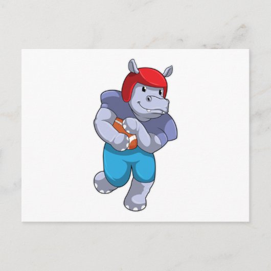 Hippo at Football Sports Briefkaart (Voorkant)