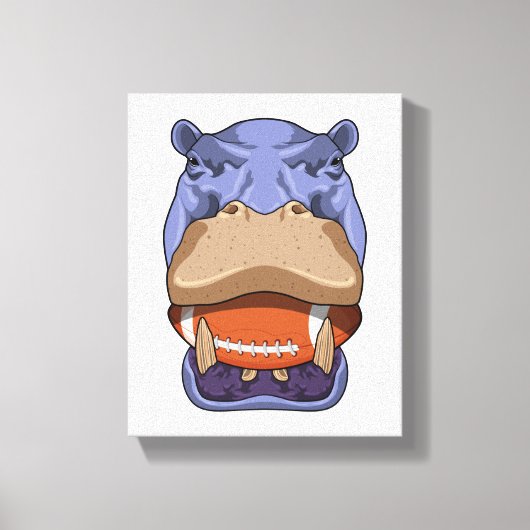 Hippo at Football Sports Canvas Afdruk (Voorkant)