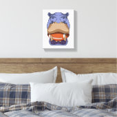 Hippo at Football Sports Canvas Afdruk (Insitu (Slaapkamer))