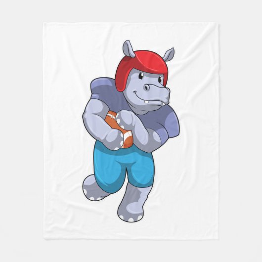 Hippo at Football Sports Fleece Deken (Voorkant)