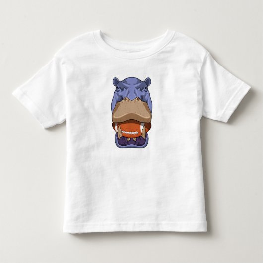 Hippo at Football Sports Kinder Shirts (Voorkant)