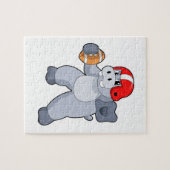 Hippo at Football Sports Legpuzzel (Horizontaal)