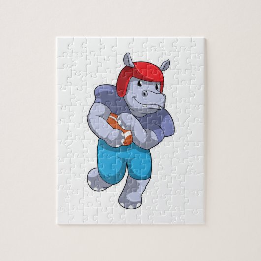 Hippo at Football Sports Legpuzzel (Verticaal)