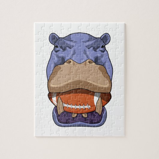 Hippo at Football Sports Legpuzzel (Verticaal)