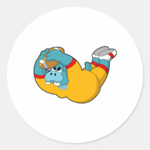 Hippo at Football Sports Ronde Sticker