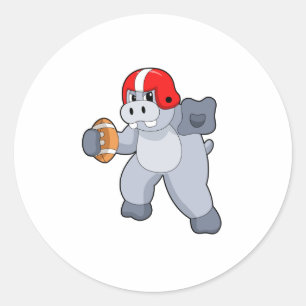 Hippo at Football Sports Ronde Sticker