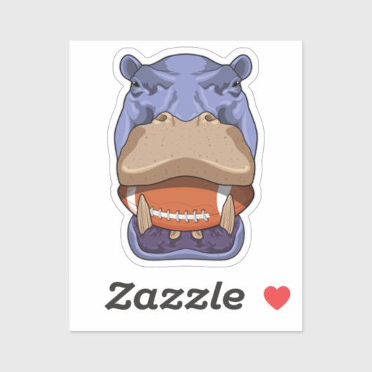 Hippo at Football Sports Sticker (Vel)