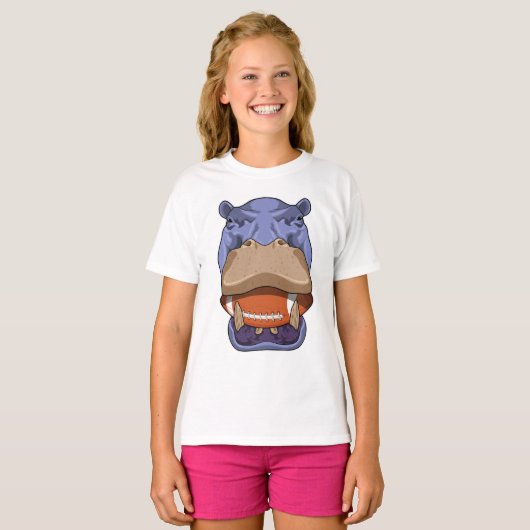 Hippo at Football Sports T-shirt (Voorkant volledig)