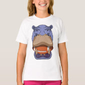 Hippo at Football Sports T-shirt (Voorkant)