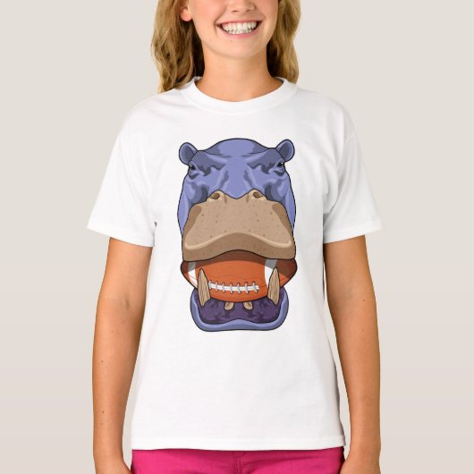 Hippo at Football Sports T-shirt (Voorkant)
