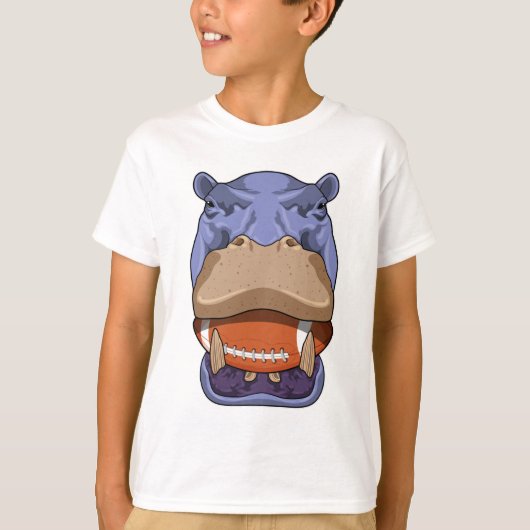 Hippo at Football Sports T-shirt (Voorkant)