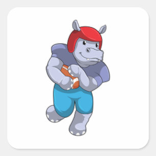 Hippo at Football Sports Vierkante Sticker