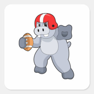 Hippo at Football Sports Vierkante Sticker