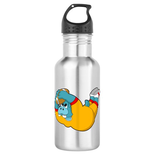 Hippo at Football Sports Waterfles (Voorkant)