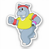 Hippo at Running Sticker (Voorkant)