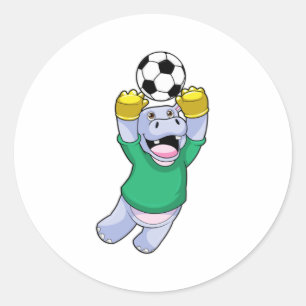 Hippo at Soccer Sports Ronde Sticker