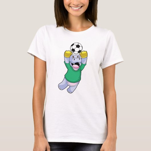Hippo at Soccer Sports T-shirt (Voorkant)