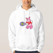 Hippo at Tennis with Tennis racket Hoodie (Voorkant)