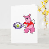 Hippo at Tennis with Tennis racket Kaart (Gele Bloem)