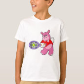 Hippo at Tennis with Tennis racket T-shirt (Voorkant)