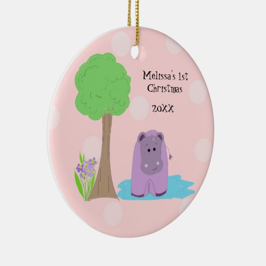Hippo Baby Eerste Kerstmis Keramisch Ornament (Rechts)