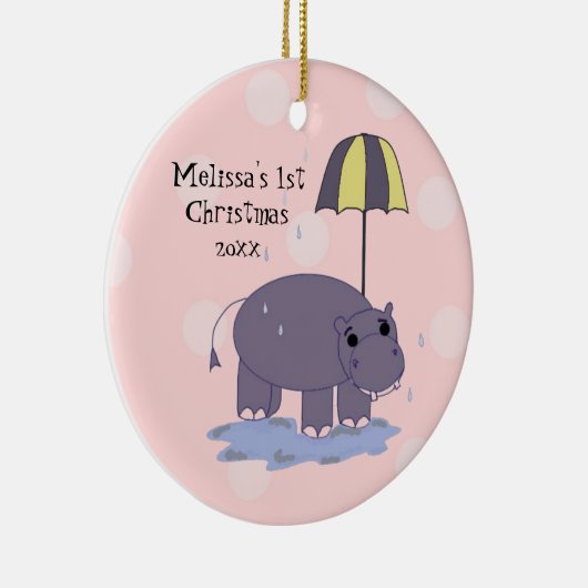 Hippo Baby Eerste Kerstmis Keramisch Ornament (Rechts)