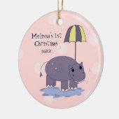 Hippo Baby Eerste Kerstmis Keramisch Ornament (Links)