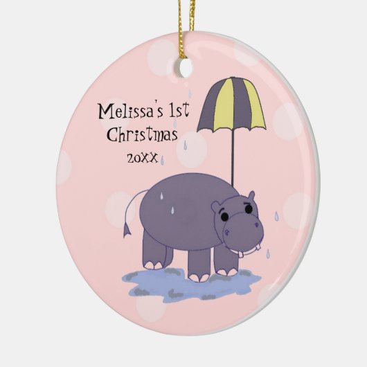 Hippo Baby Eerste Kerstmis Keramisch Ornament (Links)