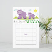 Hippo baby shower bingo card (Staand voorkant)