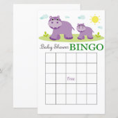 Hippo baby shower bingo card (Voorkant / Achterkant)