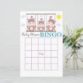 Hippo baby shower bingo card (Staand voorkant)