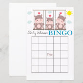 Hippo baby shower bingo card (Voorkant / Achterkant)