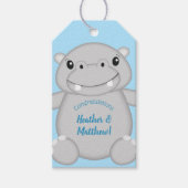 Hippo Baby shower Blue Cadeaulabel (Voorkant)