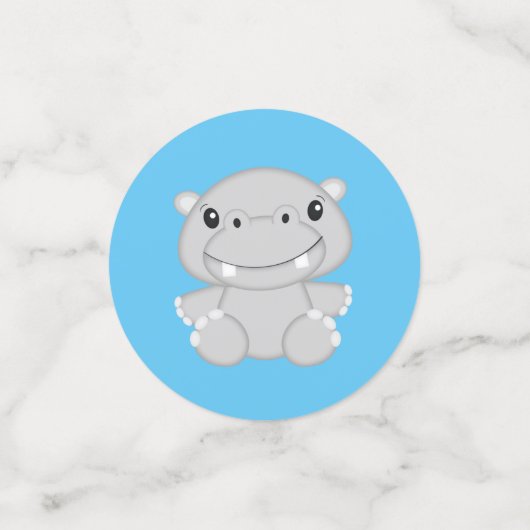 Hippo Baby shower Blue Confetti (Kleine voorkant)