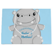 Hippo Baby shower Blue Groot Cadeauzakje (Voorkant)