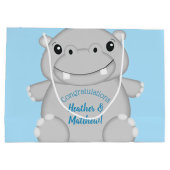 Hippo Baby shower Blue Groot Cadeauzakje (Achterkant)