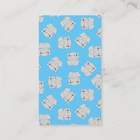 Hippo Baby shower Blue Informatiekaartje (Achterkant)