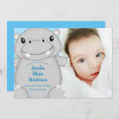 Hippo Baby shower Blue Kaart (Voorkant / Achterkant)