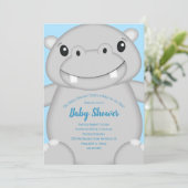 Hippo Baby shower Blue Kaart (Staand voorkant)