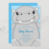 Hippo Baby shower Blue Kaart (Voorkant / Achterkant)