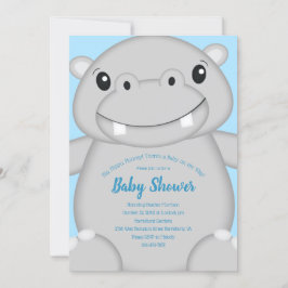 Hippo Baby shower Blue Kaart