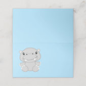 Hippo Baby shower Blue Plaatskaartje (Buitenkant ongevouwen)