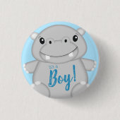 Hippo Baby shower Blue Ronde Button 3,2 Cm (Voorkant)