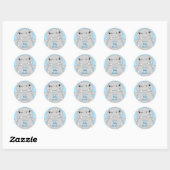 Hippo Baby shower Blue Ronde Sticker (Vel)
