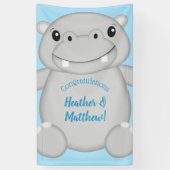 Hippo Baby shower Blue Spandoek (Verticaal)