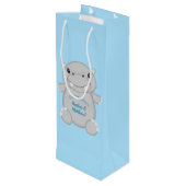 Hippo Baby shower Blue Wijn Cadeautas (Achterkant Gekanteld)