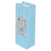 Hippo Baby shower Blue Wijn Cadeautas (Voorkant Gekanteld)