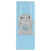 Hippo Baby shower Blue Wijn Cadeautas (Voorkant)