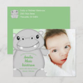 Hippo Baby shower Briefkaart (Voorkant / Achterkant)