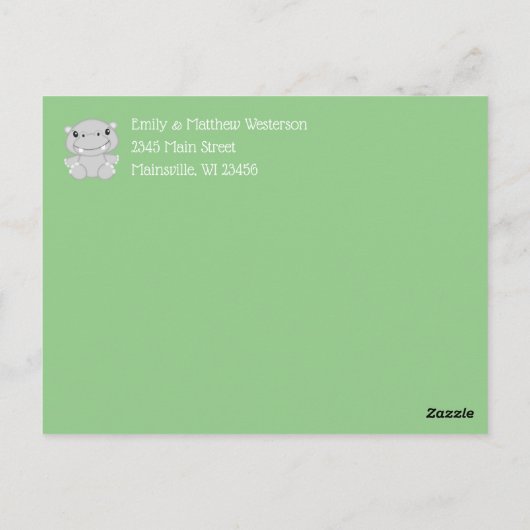 Hippo Baby shower Briefkaart (Achterkant)
